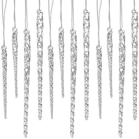 24 piece Set Kurt Adler 3.5-5.5 Assorted Clear Glass Icicle Ornaments - Set of 2