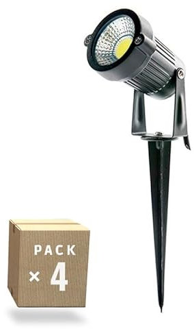 Pack 4 Focos LED Pincho Jardín 5W 450Lm 6000ºK 40.000H [SL-SL-C10-5W-CW-PK4-AP] | Greenice