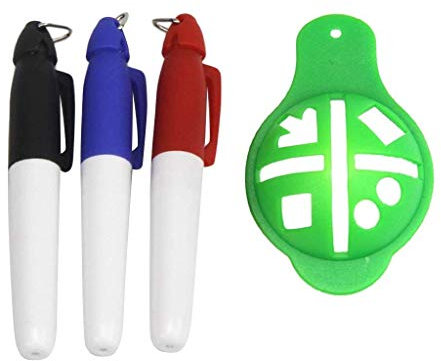 SGerste Golf Ball Marker Line Drawing Tool 3 Color Pens Putt Training Template Liner-Green