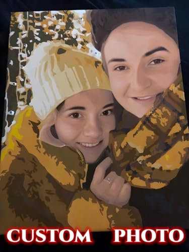 YEESAM ART Customize Paint by Numbers Kits with Your Own Photos Pictures, Personalized Custom Made Photo DIY Number Painting for Adults Linen Canvas (Without Frame, 16x20)