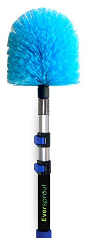 EVERSPROUT 4,8 bis 91,4 cm Spinnennetz-Staubwedel und Verlängerungsstangen-Kombination (2,4 - 3 m Stehreichweite, weiche Borsten) | handverpackt | leichte, 3-stufige Aluminiumstange | Bürstenaufsatz