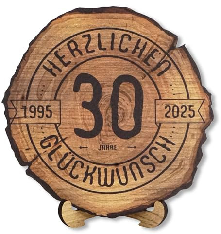 DARO Design – Baumscheibe mit Gravur für 30. Geburtstag – Geburtstags Geschenk aus Holz – Hochwertige Holz Geschenke mit Gravur ideal für Geburtstag – Dicke 6mm, Durchmesser 20cm – Made in Germany