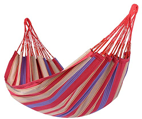 Tropilex Südamerikanische Hängematte Single | Handgefertigt | Fairtrade | Hammock 'Cuba' Cherry | Flexibel & Belastbar | Perfekt für den Garten, Camping und auf Reisen geeignet