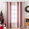 MIULEE Gardinen Gestreift Transparent mit Ösen-Voile Vorhänge Wohnzimmer Modern 2er Set, Vorhang Schlafzimmer Transparent mit Weinrot Weiss Gestreift Muster Vorhang Halbtransparent Streifen 140X215 CM