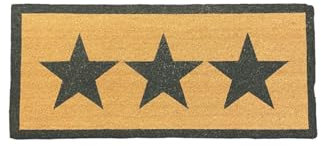 Loft 1850 Double Natural Coir Doormat with 3 Charcoal Stars & Border | Indoor Non Slip With PVC Backing | Entrance Mat | Stylish Welcome Door Mat | Hallway Doormat | Doormat