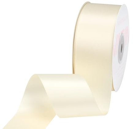 VATIN 38mm Wide Double Faced Polyester Cream Satin Ribbon Continuous Ribbon- 23 Metre, Perfect for Wedding, Gift Wrapping, Bow Making& Other Projects