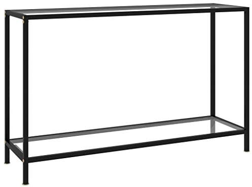 vidaXL Konsolentisch Flurtisch Konsole Beistelltisch Sideboard Wandtisch Frisiertisch Glastisch Deko Transparent 120x35x75cm Hartglas Stahl