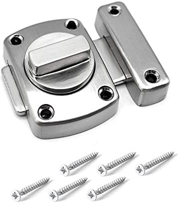 YHYX Cerrojo Puerta de Seguridad Cerradura Giratoria Cerrojos y Pestillos para Puertas Pestillo Puerta Corredera Cerraduras Puertas Interiores con Tornillos (Plata)