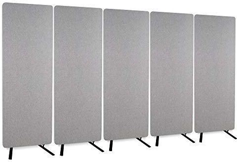 Pronomic 5X DiviRoom-162 GY Raumtrenner - Mobiler Sichtschutz für Büro und zu Hause - Home Office Raumteiler, Sichtschutz und Schallschutz - 60 x 167 cm - Optimiert die Raumakustik - Grau