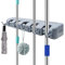 Adhafera Wall Mounted Broom and Mop Holder, 5 Position and 6 Hook Organizer for Garage, Garden, Kitchen Tools Storage