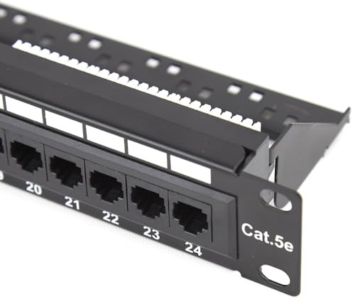 kenable Panneau de Brassage Cat5e 24 Ports RJ45 19 Pouces Montable en Rack 1U avec Barre Arrière