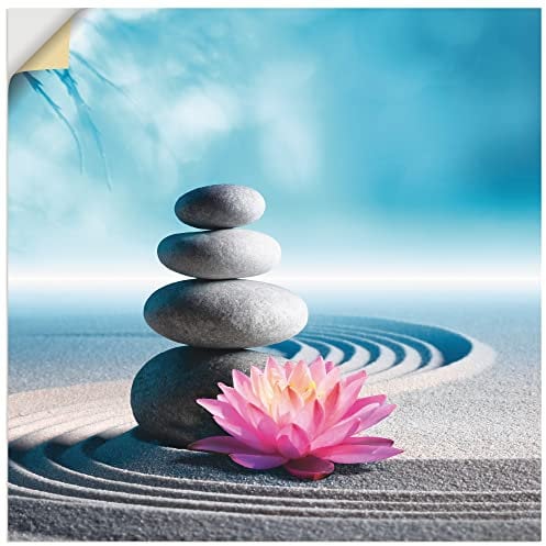 ARTland Wanddeko Wandtattoo selbstklebende Vinylfolie 100x100 cm Wellness Zen Stein S5XU