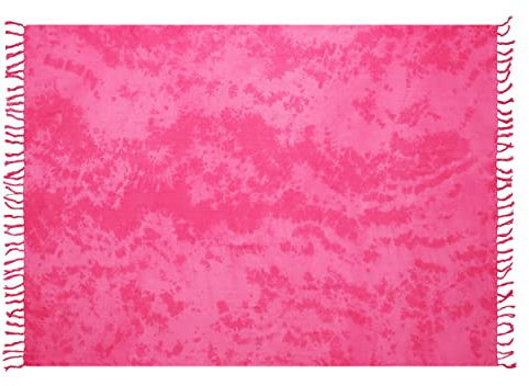 SAIVONA Pareo Sarong Strandtuch Damen - Wickelrock Strand - Handtuch Blickdicht als Wickeltuch oder Handtuchkleid und Wickelkleid Damen - Handarbeit aus Fair Trade Herstellung Batik Pink Batik
