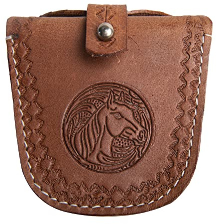 Hulara Top Grain Buff Leather Slingshot Ammo Holder Bag Storage Gun Ammo Case Brown with Belt Loop & Metal Closure Ammunition Pouch for Hunting