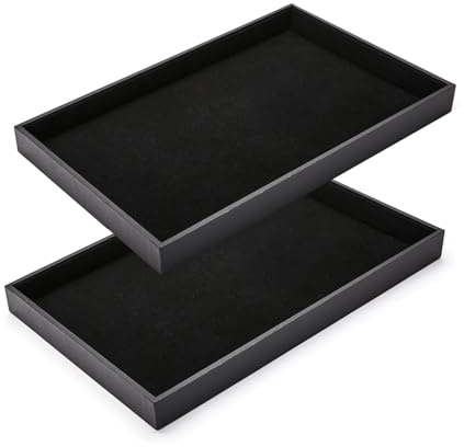 XCRUI 2Pcs Black Velvet Stackable Jewelry Tray Showcase Display Earring Necklace Bracelet Rings Organizer…