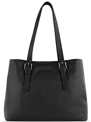 bugatti Bella Schultertasche aus Leder, Handtasche, Damen-Umhängetasche in schwarz