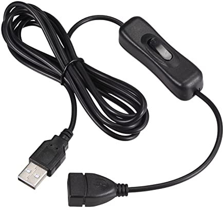 QUARKZMAN 200cm Estensione Cavo x 1pz USB Maschio a Femmina Adattatore Cavo con ON/Off Interruttore per Computer e LED Scrivania Lampada, [Nero]