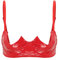 Choomomo Women's PVC Leather Balconette 1/2 Cups Underwired Push Up Shelf Bra Top Bralette Lingerie Red XXL