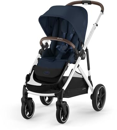 CYBEX Gold Kinderwagen GAZELLE S, Ab Geburt bis ca. 4 Jahre, Max. 22 kg (Single-Modus) / 2x 22 kg (Duo-Modus), All-in-1-System mit 20+ Konfigurationen, Ocean Blue