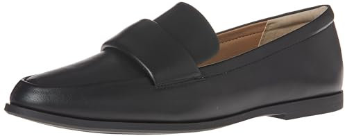 Amazon Essentials Damen Loafer mit weicher Mokassin-Zehenpartie, Schwarz Kunstleder, 39 EU