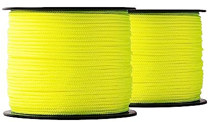 SNURO Nylonseil (2mm, 100M, Gelb), 2er-Pack- Robustes Maurerschnur fluoreszierend für Jede Anwendung - Witterungsbeständiges Seil ideal zum Befestigen - Bruchkraft 95 kg