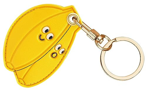 AXFEE Airtag Porte Clé, Mignon PU Étuis pour Apple AirTag, Portable Key Finder pour Clés Enfants Animaux de Compagnie, [ Porte- Clés Contrôle d'Accès] (Airtag non inclus) (Banane)