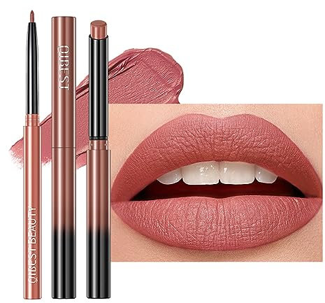 HERBENJOY Matte Lipstick for Women,Nude Lipstick Lipliner Pencil Lip Filler Long Lasting Lip Gloss,Lip Liner and Lipstick Set,Lip Makeup Kits for Daily Makeup and Holiday, 0.50 g (Pack of 2)
