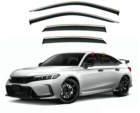 XTRU Auto Windabweiser für Honda Civic MK11/FE 2022-2023, Regensicher Schneesicher und Sonnensicher Einfache Montage Dekorative Auto Fenster Zubehör