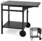 GiantexUK Grill Dining Cart, Outdoor Movable BBQ Trolley with Foldable Countertop, Wheels, Double Shelves, Handle & 5 Hooks, Food Prep Pizza Oven Table Serving Cart for Garden Backyard Patio Kitchen