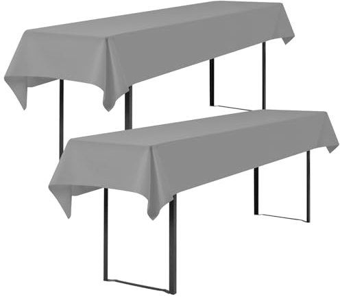 Showgeous 2 Stück Biertisch Tischdecke universal für 50cm u.70cm Biertische Hussen für Biertisch Biertischhussen Biertisch-Husse Bierzeltgarnitur Rechteckige Tischdecken Waschbar 100x250cm(Hellgrau)