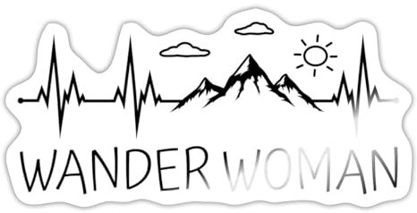 Spreadshirt Wander Woman Herzschlag Wandern Berge Wanderwoman Sticker, max. 10x10 cm, 10 x 10 cm, Weiß glänzend