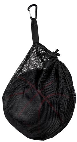 lasuroa Einzel Balltasche mit Reißverschlusstasche, 25x30cm Ball Netztasche für Rucksack Ballaufbewahrungstasche mit Kordelzug Schnallenclip zum Tragen von Fussball Volleyball Basketball