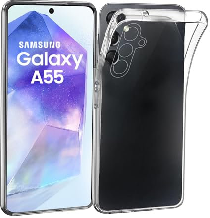 DN-Technology Clear Case For Samsung Galaxy A55 Case [Silicone Case] [Slim Gel Case] [TPU Bumper] [Ultra Thin Soft Cover] Samsung Galaxy A55 5G Phone Cover (Crystal Clear Transparent)