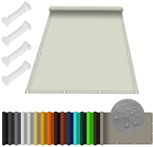 Voile d'ombrage Rectangulaire étanche 2.5 x 3.5 m Imperméable Protection UV 98% Résistant aux UV Brise Vue avec Oeillets et Cordons pour Patio Jardin Terrasse, Ivoire