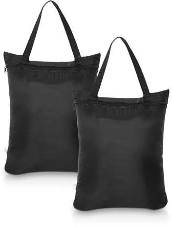 OTraki 2 Sac Linge Sale Voyage, 30x40CM Sac à Linge Mouillés Piscine Imperméable avec Poignée, Mac a Couches Bebe Sac De Rangement pour Étudiants Appartements Les Voyages et la Plag,Noir