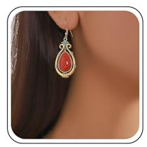 Xduargs Boho Rot Türkis Tropfen Ohrringe Vintage Türkis Edelstein Baumeln Ohrringe Tropfen Türkis Ohrringe Faux Koralle Aussage Ohrringe Schmuck Für Frauen Und Mädchen