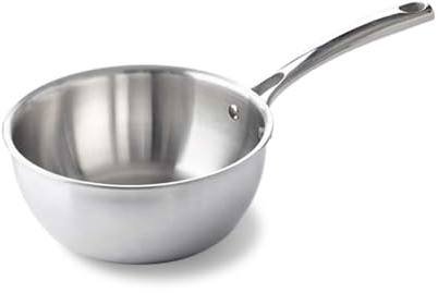 BK Superior Dreischicht-Edelstahl-Kochtopf, 20 cm, 3-lagig, Multiclad, Polierter Edelstahl, Induktionsgeeignet, Für Metallbesteck geeignet, Backofenfest bis 230 °C, Spülmaschinenfest, Silber