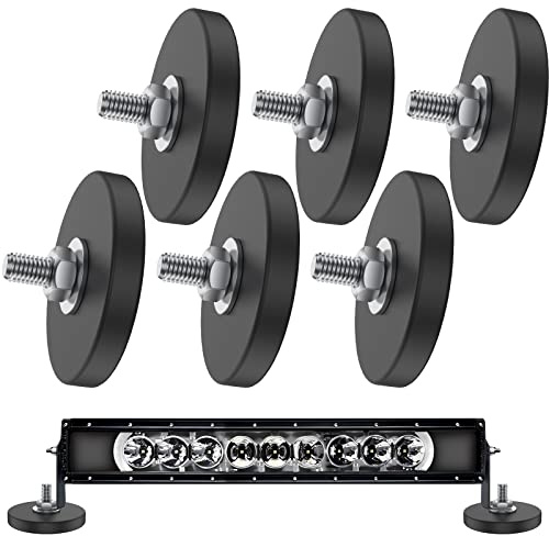 6Pcs Neodymium Magnets 43mm Anti Scratch Rubber Coated Magnet Base with M6 Male Threaded Stud and Nuts Non-Slip Strong Monting Round Magnet Bolt Covers for Automobile, Lamps