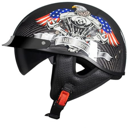 Halbhelme Motorradhelm Halbschalenhelm mit ECE Genehmigt,Brain-Cap Halbschale Chopper Helm Roller-Helm Jet-Helm Moped Helm Retro für Erwachsene Herren Damen 6,L(59~60CM)