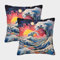 DCABEIOOE Wellen im japanischen Stil 2er Set Japanisch Kissenbezüge Sofa Sessel Terrasse 50x50cm