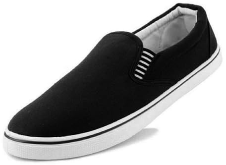 DUNLOP Mens Canvas Shoes Slip On Boat Deck Yachting Summer Plimsoll Casual Pumps Trainers (Black, UK Footwear Size System, Adult, Men, Numeric, Medium, 10)