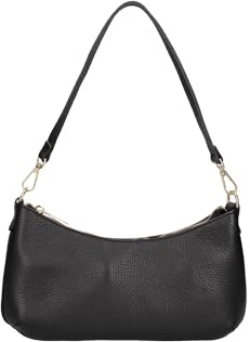 Gave Lux GLX220740023FBG Damen-Schultertasche aus echtem Leder, hergestellt in Italien, 27 x 14 x 3 cm, Schwarz , 27x14x3