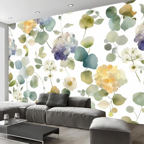 Wandgemälde Selbstklebend Tapete, Verträumte Hortensie Wandbild Wanddruck Aufkleber Wandbilder, Wandtapete Moderne Wand Schlafzimmer Wohnzimmer Abnehmbare Wandgemälde Für Benutzerdefinierte
