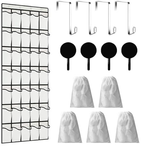 ZOCONE Zapatero Puerta Colgante 35 Bolsillos con Ganchos y Bolsa de Zapatos, Colgante Organizador Zapatos Puerta Armarios Ahorra Espacio Zapatero Colgante Shoe Organizer para Zapatos Toallas Ropa