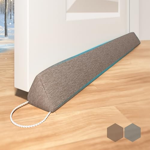 SYIPO Triangle Door Draft Stopper，35.4 Weighted Under Door Draft Blocker Bottom Door Seal Noise & Air，Interior Sound Proof Door Snake Draft Insulation Stopper | Warm in Winter & Cool in Summer，Brown