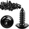 Lot de 60 vis à tôle à tête plate M3 x 10 mm - Vis autotaraudeuses avec rondelle - Vis à bois Torx - Filetage complet - Noir