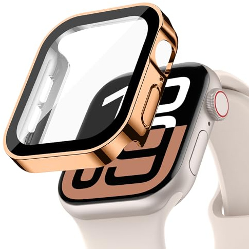YuiYuKa Wasserdicht Hülle für Apple Watch Series 10/9/8/7 46mm 42mm 45mm 41mm mit Gehärtetem Glas Displayschutz,für iWatch Series 6/5/4/SE 44mm 40mm Voller Schutz Protective Case Ultra dünn[HD]