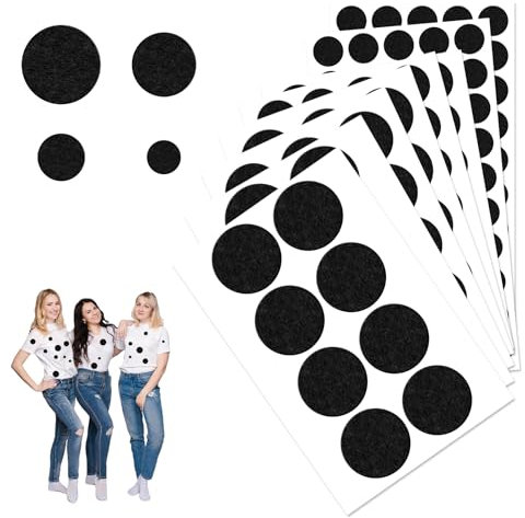 Cerchi adesivi in feltro nero, 202 pezzi in feltro nero, 4 dimensioni, adesivi in feltro per Halloween, progetti fai da te, artigianato, costumi, vestiti, decorazioni per feste