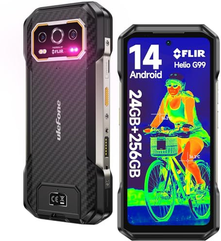 Ulefone Armor 27T Rugged Smartphone Thermal Imaging Camera Android 14, 24GB+256GB G99 50MP+64MP Night Vision 10600mAh/33W 6.78 FHD+ 120Hz IP68/69K Waterproof Dual SIM 4G Phones Fingerprint ID NFC UK