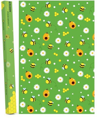 ERKOON Beeswax Wraps Sustainable Reusable Food Paper Sheets | Biodegradable Zero Waste Plastic Free Food Storage | Bowl Covers | Organic Bees Wax Cheese Bread Sandwich Wrappers
